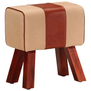 Пейка гимнастическа 38 см кафява естествена кожа и манго масив