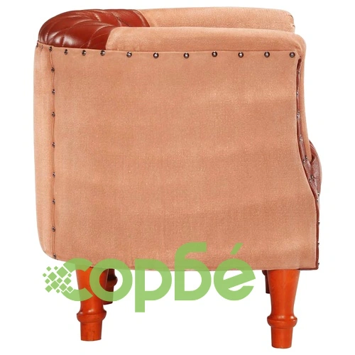 Фотьойл, кафяв, естествена кожа и мангово дърво масив ➤ топ цена ➤ sorbe.bg