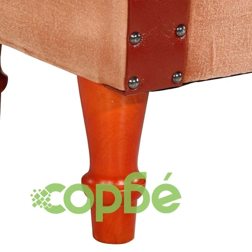 Фотьойл, кафяв, естествена кожа и мангово дърво масив ➤ топ цена ➤ sorbe.bg