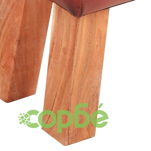 Гимнастически кон, 120 см, кафяв, естествена кожа и манго масив ➤ топ цена ➤ sorbe.bg