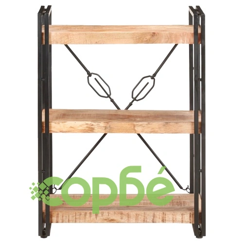 Библиотека с 3 рафта, 60x30x80 см, манго масив ➤ топ цена ➤ sorbe.bg