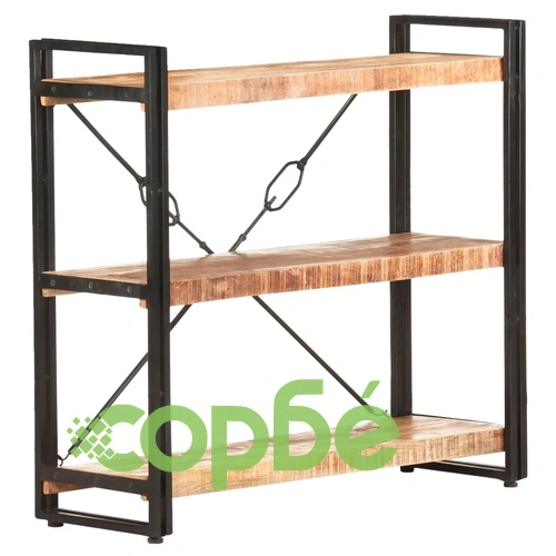 Библиотека с 3 рафта, 90x30x80 см, манго масив ➤ топ цена ➤ sorbe.bg