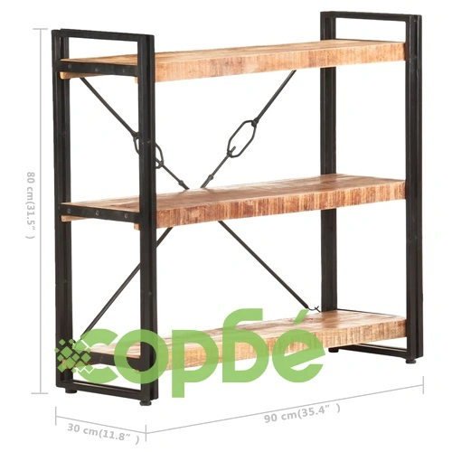 Библиотека с 3 рафта, 90x30x80 см, манго масив ➤ топ цена ➤ sorbe.bg