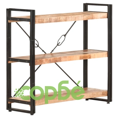 Библиотека с 3 рафта, 90x30x80 см, манго масив ➤ топ цена ➤ sorbe.bg