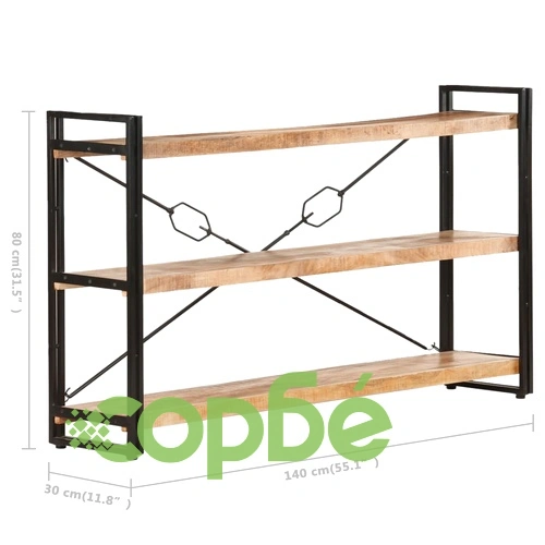 Библиотека с 3 рафта, 140x30x80 см, манго масив ➤ топ цена ➤ sorbe.bg