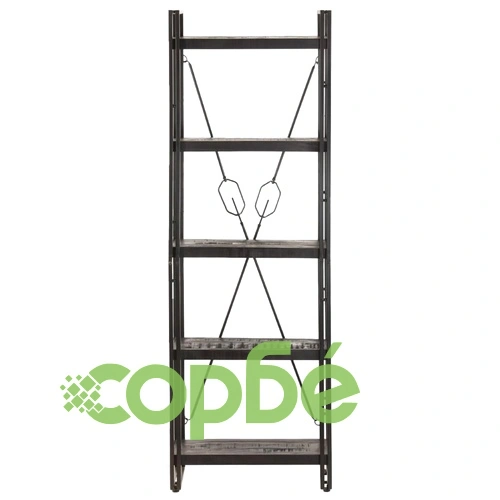 Библиотека с 5 рафта, черна, 60x30x180 см, манго масив ➤ топ цена ➤ sorbe.bg