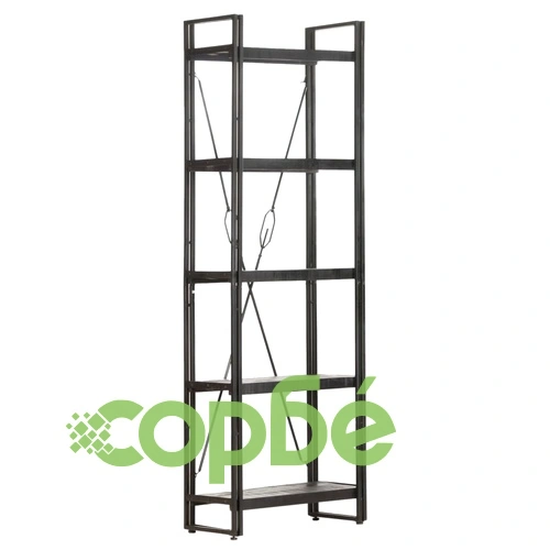 Библиотека с 5 рафта, черна, 60x30x180 см, манго масив ➤ топ цена ➤ sorbe.bg