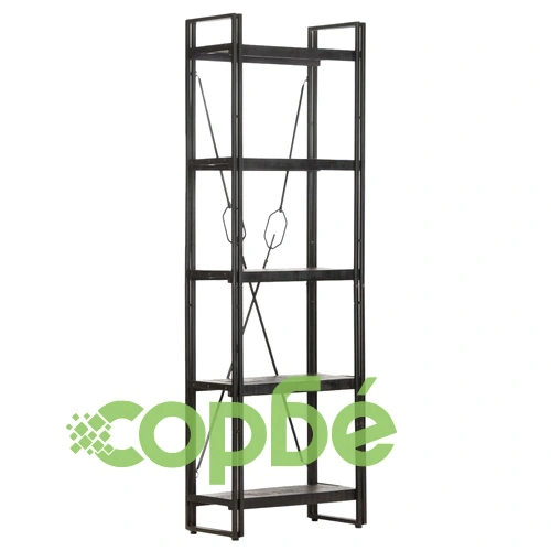 Библиотека с 5 рафта, черна, 60x30x180 см, манго масив ➤ топ цена ➤ sorbe.bg