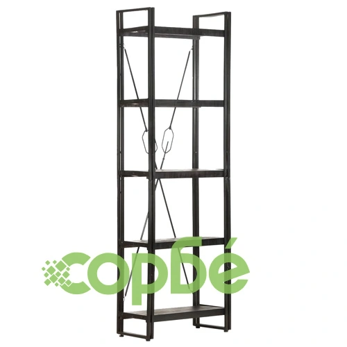 Библиотека с 5 рафта, черна, 60x30x180 см, манго масив ➤ топ цена ➤ sorbe.bg