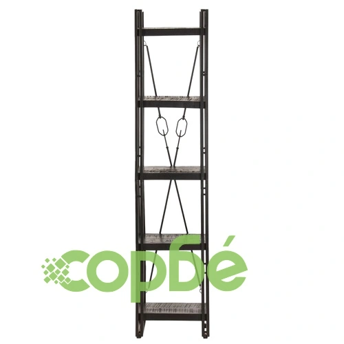 Библиотека с 5 рафта, черна, 40x30x180 см, манго масив ➤ топ цена ➤ sorbe.bg