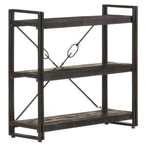 Библиотека с 3 рафта, черна, 90x30x80 см, манго масив