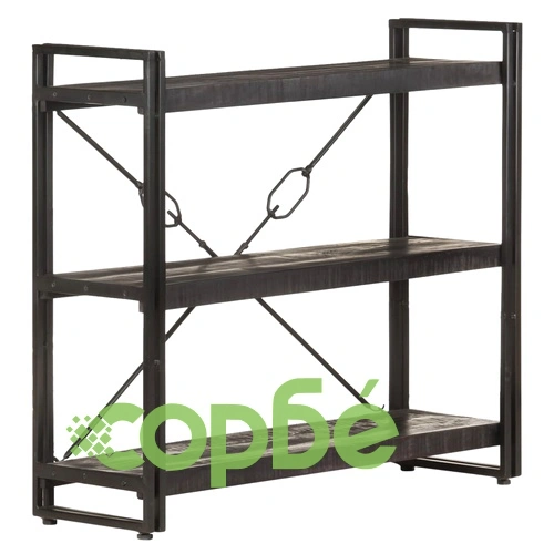 Библиотека с 3 рафта, черна, 90x30x80 см, манго масив ➤ топ цена ➤ sorbe.bg