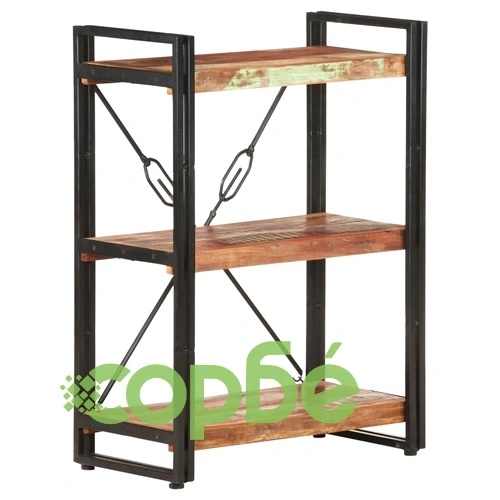 Библиотека с 3 рафта, 60x30x80 см, регенерирано дърво масив ➤ топ цена ➤ sorbe.bg