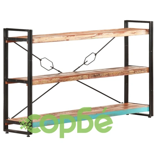 Библиотека с 3 рафта, 140x30x80 см, регенерирано дърво масив ➤ топ цена ➤ sorbe.bg