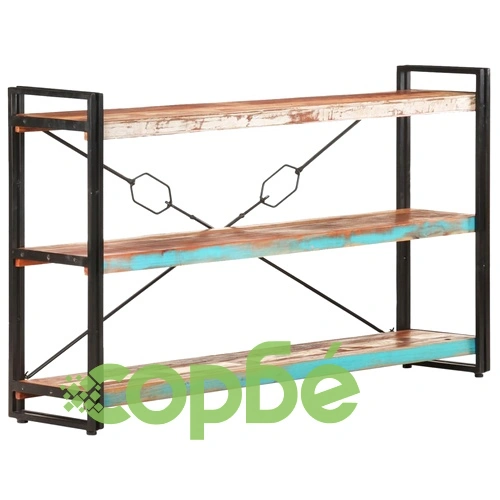 Библиотека с 3 рафта, 140x30x80 см, регенерирано дърво масив ➤ топ цена ➤ sorbe.bg