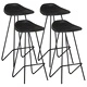 Бар табуретки, 4 бр, черни, естествена кожа