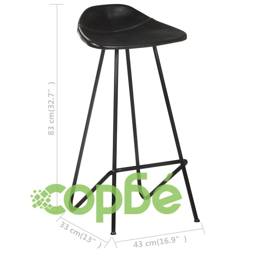 Бар табуретки, 4 бр, черни, естествена кожа ➤ топ цена ➤ sorbe.bg