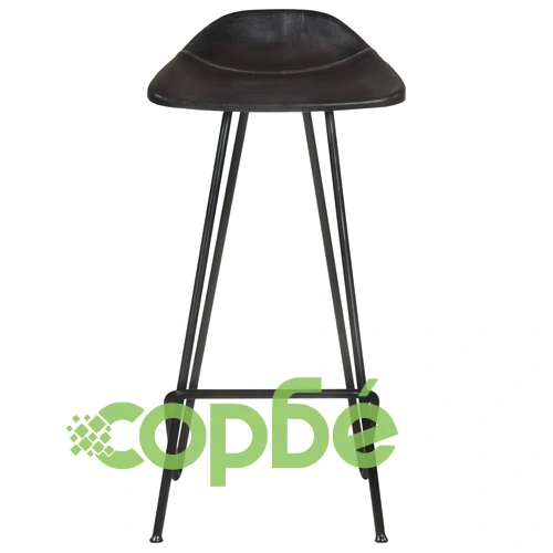 Бар табуретки, 4 бр, черни, естествена кожа ➤ топ цена ➤ sorbe.bg