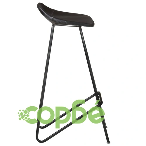 Бар табуретки, 4 бр, черни, естествена кожа ➤ топ цена ➤ sorbe.bg