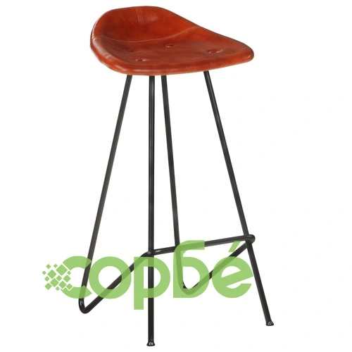 Бар табуретки, 4 бр, кафяви, естествена кожа ➤ топ цена ➤ sorbe.bg