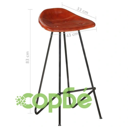 Бар табуретки, 4 бр, кафяви, естествена кожа ➤ топ цена ➤ sorbe.bg