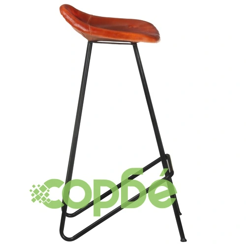 Бар табуретки, 4 бр, кафяви, естествена кожа ➤ топ цена ➤ sorbe.bg