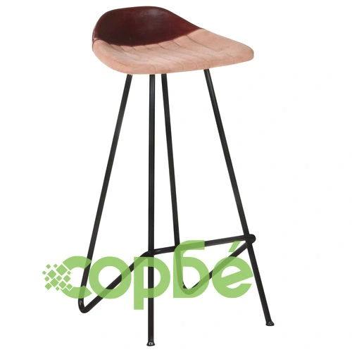 Бар табуретки, 2 бр, кафяви, естествена кожа ➤ топ цена ➤ sorbe.bg