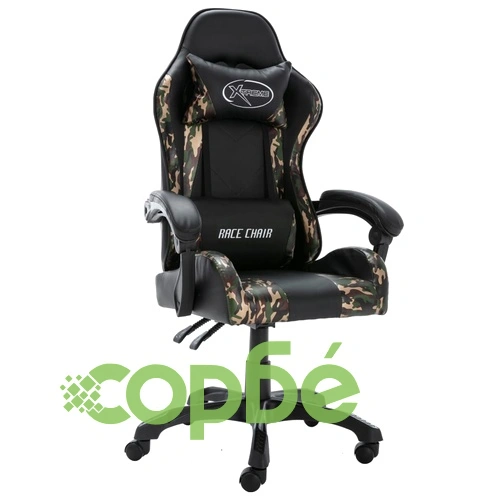 Геймърски стол, черно и камуфлаж, изкуствена кожа ➤ топ цена ➤ sorbe.bg