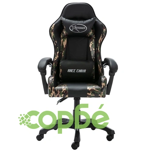 Геймърски стол, черно и камуфлаж, изкуствена кожа ➤ топ цена ➤ sorbe.bg