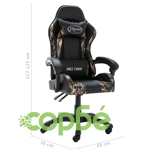 Геймърски стол, черно и камуфлаж, изкуствена кожа ➤ топ цена ➤ sorbe.bg
