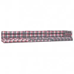 Палетни възглавници, 7 бр, червено каре, текстил