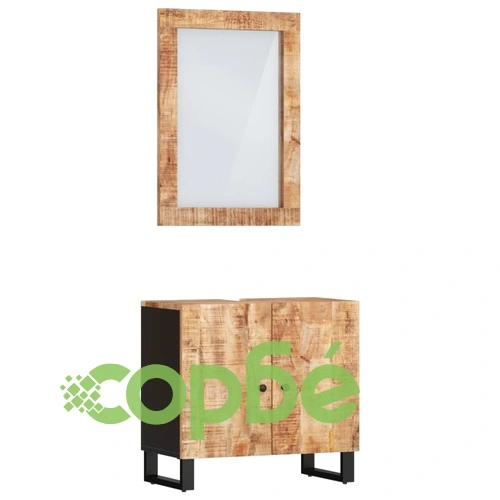 Комплект мебели за баня, 2 части, масивна мангова дървесина ➤ топ цена ➤ sorbe.bg