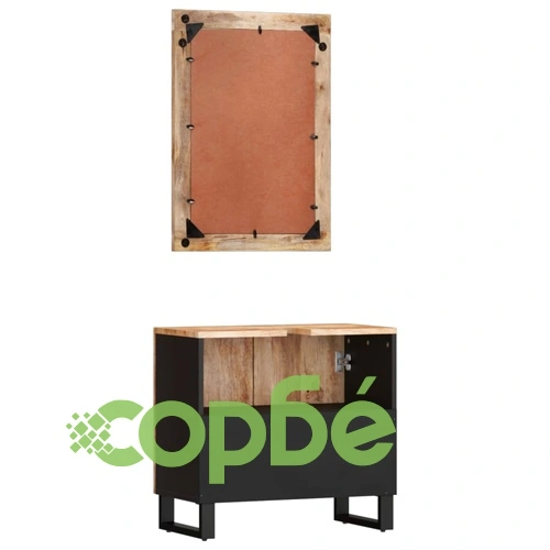 Комплект мебели за баня, 2 части, масивна мангова дървесина ➤ топ цена ➤ sorbe.bg