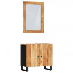 Комплект мебели за баня, 2 части, масивна акациева дървесина