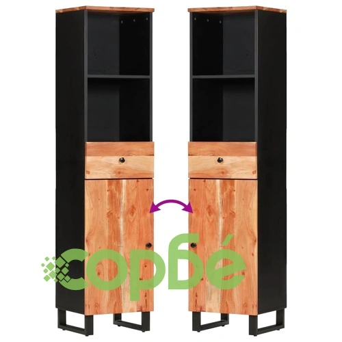 Комплект мебели за баня, 3 части, масивна акациева дървесина ➤ топ цена ➤ sorbe.bg