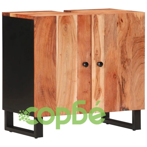 Комплект мебели за баня, 4 части, масивна акациева дървесина ➤ топ цена ➤ sorbe.bg