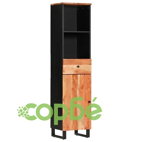 Комплект мебели за баня, 4 части, масивна акациева дървесина ➤ топ цена ➤ sorbe.bg