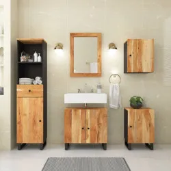 Комплект мебели за баня, 5 части, масивна акациева дървесина