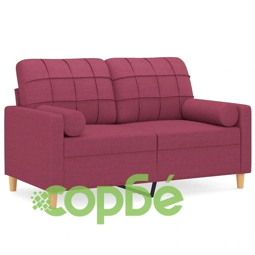 2-местен диван декоративни възглавници виненочервен 120 см плат ➤ топ цена ➤ sorbe.bg