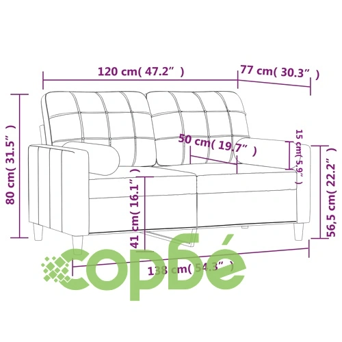 2-местен диван с декоративни възглавници таупе 120 см плат ➤ топ цена ➤ sorbe.bg