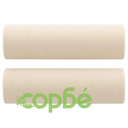 2-местен диван с декоративни възглавници кремав 140 см плат ➤ топ цена ➤ sorbe.bg