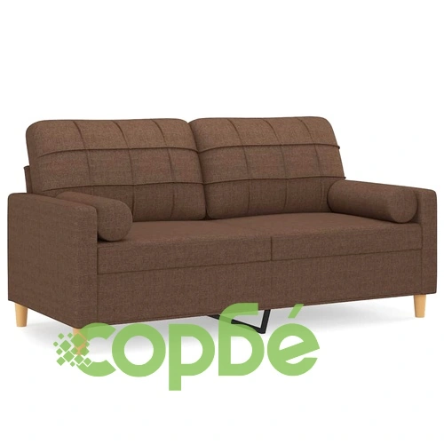 2-местен диван с декоративни възглавници кафяв 140 см плат ➤ топ цена ➤ sorbe.bg