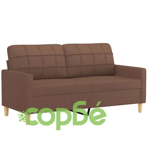 2-местен диван с декоративни възглавници кафяв 140 см плат ➤ топ цена ➤ sorbe.bg