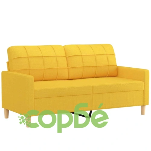 2-местен диван с декоративни възглавници светложълт 140 см плат ➤ топ цена ➤ sorbe.bg