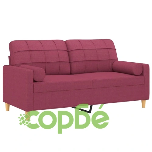 2-местен диван декоративни възглавници виненочервен 140 см плат ➤ топ цена ➤ sorbe.bg