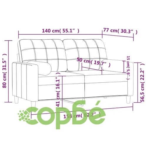 2-местен диван декоративни възглавници виненочервен 140 см плат ➤ топ цена ➤ sorbe.bg