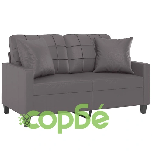 2-местен диван с декоративни възглавници сив 120 см еко кожа ➤ топ цена ➤ sorbe.bg