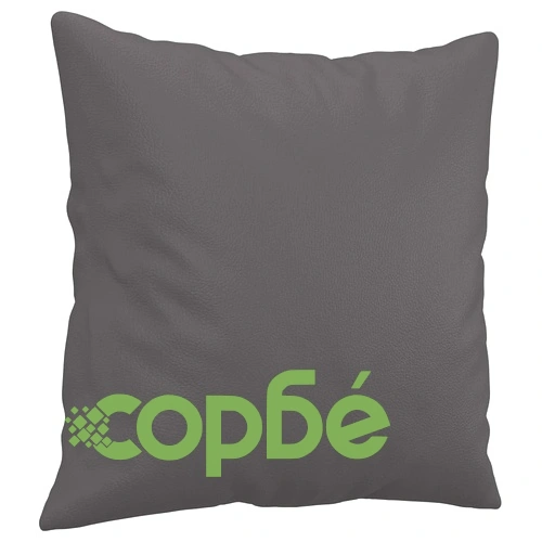 2-местен диван с декоративни възглавници сив 120 см еко кожа ➤ топ цена ➤ sorbe.bg