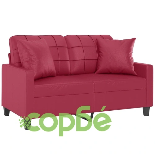 2-местен диван с възглавници виненочервен 120 см еко кожа ➤ топ цена ➤ sorbe.bg