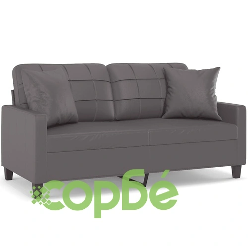 2-местен диван с декоративни възглавници сив 140 см ➤ топ цена ➤ sorbe.bg